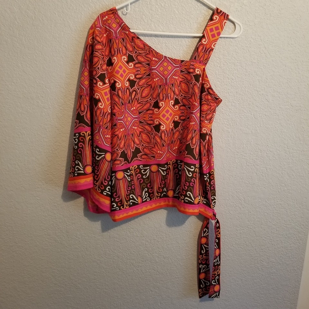Chico's Orange/Pink One Shoulder Top
